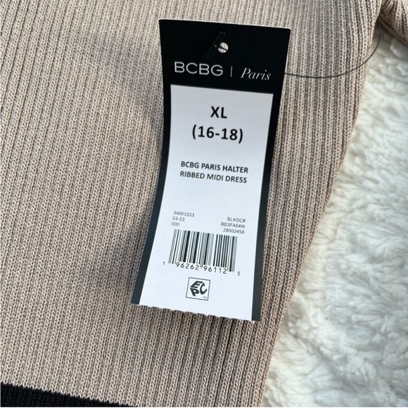 BCBG Paris High Neck Front Cut Out Ribbed Bodycon Midi Sweater Dress 16 - Picture 6 of 7